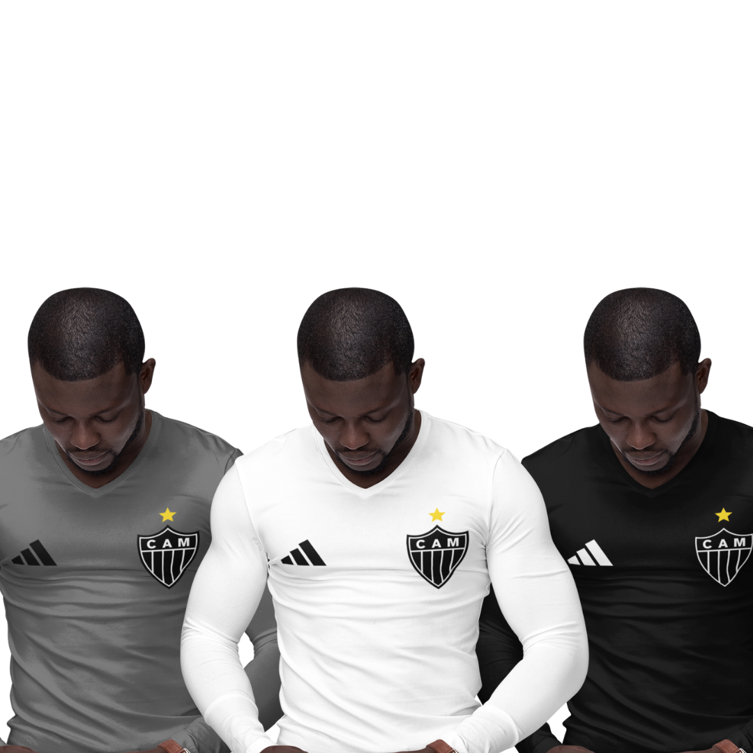 Kit 3 Camisas Térmicas Masculinas Tecido Ice Malha Fria com Proteção UV Fator 50+ Atlético Mineiro
