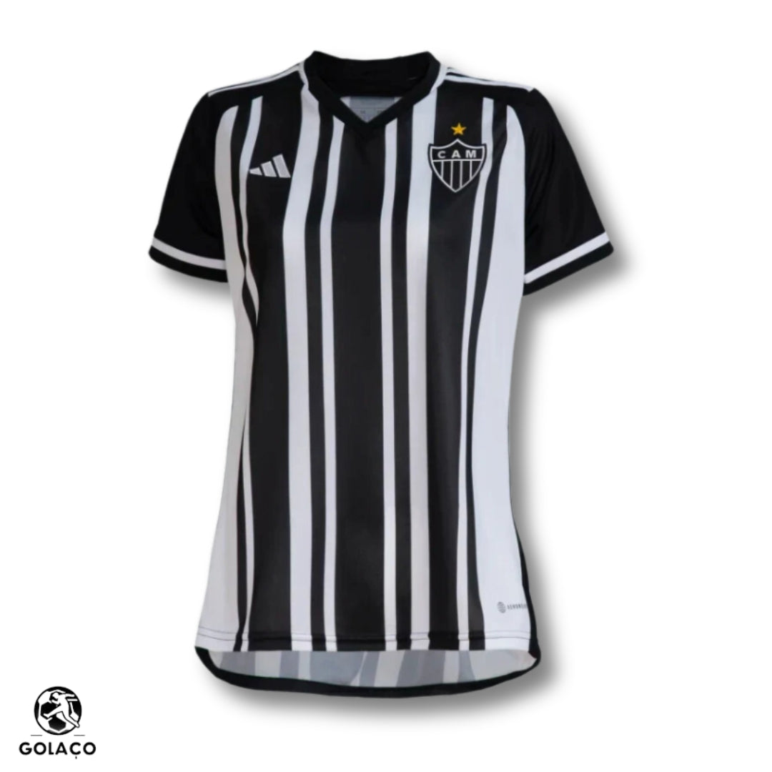 Camisa Feminina Atlético Mineiro I 23/24  - Preto e Branco