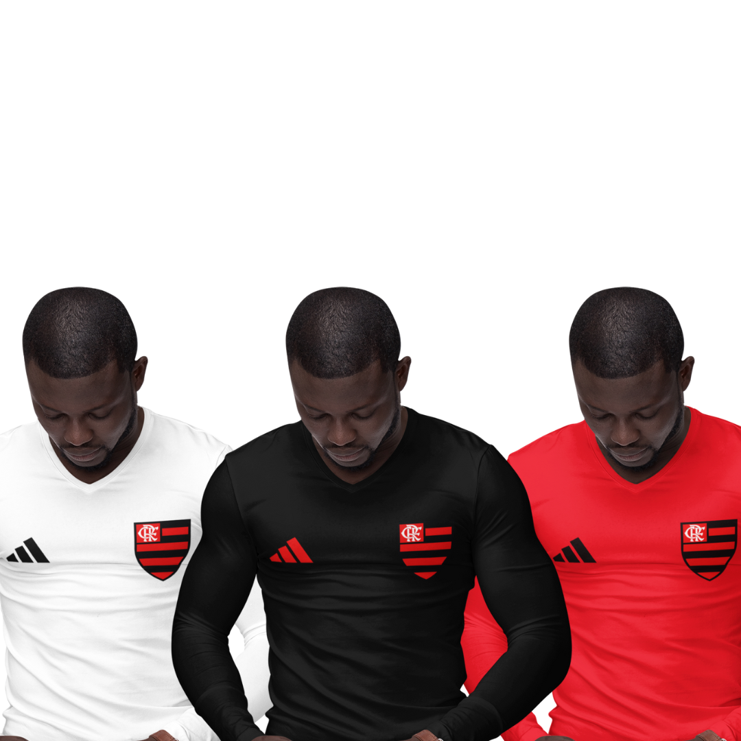 Kit 3 Camisas Térmicas Masculinas Tecido Ice Malha Fria com Proteção UV Fator 50+ Flamengo