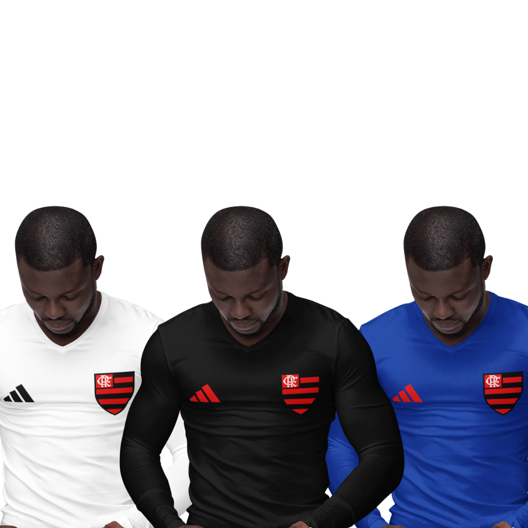 Kit 3 Camisas Térmicas Masculinas Tecido Ice Malha Fria com Proteção UV Fator 50+ Flamengo