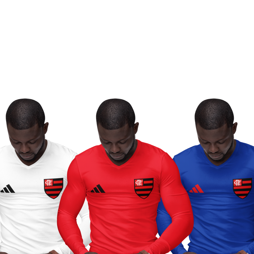 Kit 3 Camisas Térmicas Masculinas Tecido Ice Malha Fria com Proteção UV Fator 50+ Flamengo