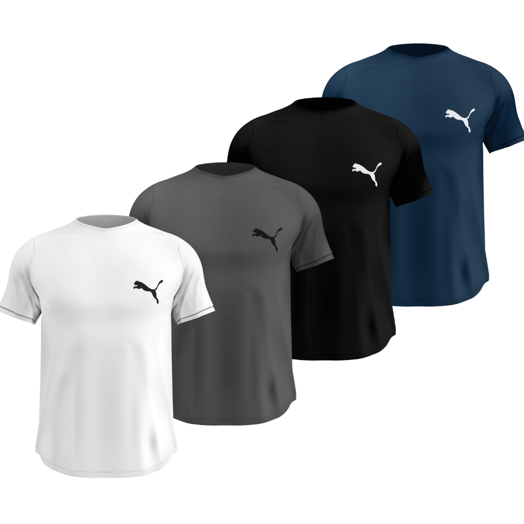 Kit 4 Camisas Dry Fit Masculinas Malha Premium Respirável Anti-Suor Puma + Frete Grátis