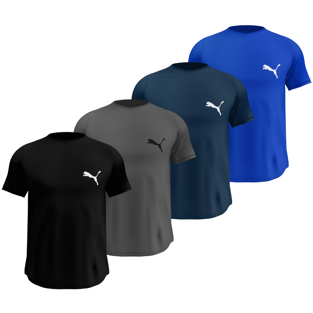 Kit 4 Camisas Dry Fit Masculinas Malha Premium Respirável Anti-Suor Puma + Frete Grátis