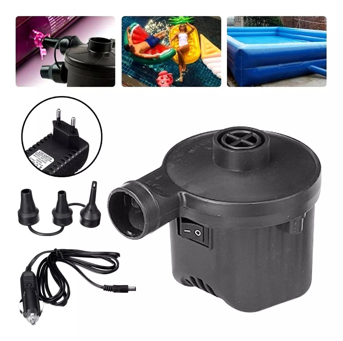 Inflador Elétrico 127V / 220V  com 3 Bicos Cônicos
