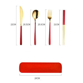Kit de Colher Garfo e Faca com Estojo